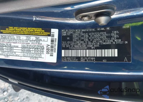 2005 Toyota Sienna Xle z USA, uszkodzony, nr VIN 5TDZA22C65S323397